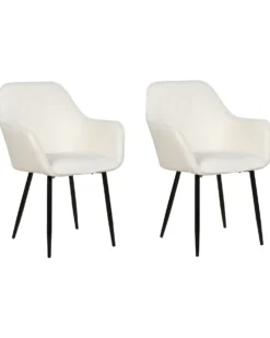 Sæt med 2 spisebordsstole ALDEN II Boucle Hvid
