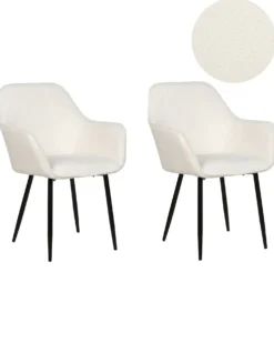 Sæt med 2 spisebordsstole ALDEN II Boucle Hvid