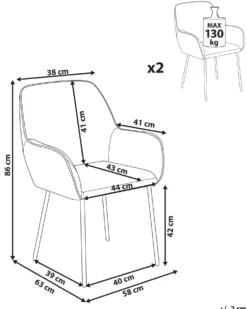 Sæt med 2 spisebordsstole ALDEN II Boucle Hvid