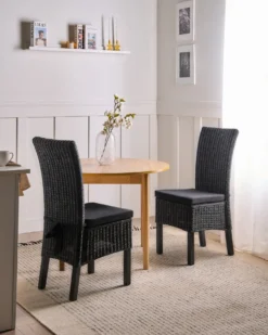 Sæt med 2 spisebordsstole ANDES Rattan Sort