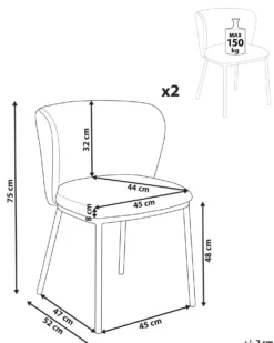 Sæt med 2 spisebordsstole MINA Boucle Cremehvid