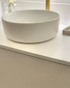 Vask til bordplade CALIG Cremehvid ⌀ 36 cm Keramik