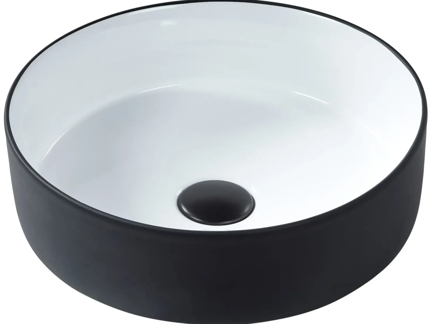 Vask til bordplade CALIG Sort/hvid ⌀ 36 cm Keramik