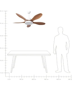 Ventilator med lys BARBET Med fjernbetjening LED Lysebrun