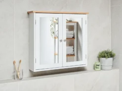 Vægmonteret spejlskab til badeværelset ALAMOS 65 cm 60 cm Hvid